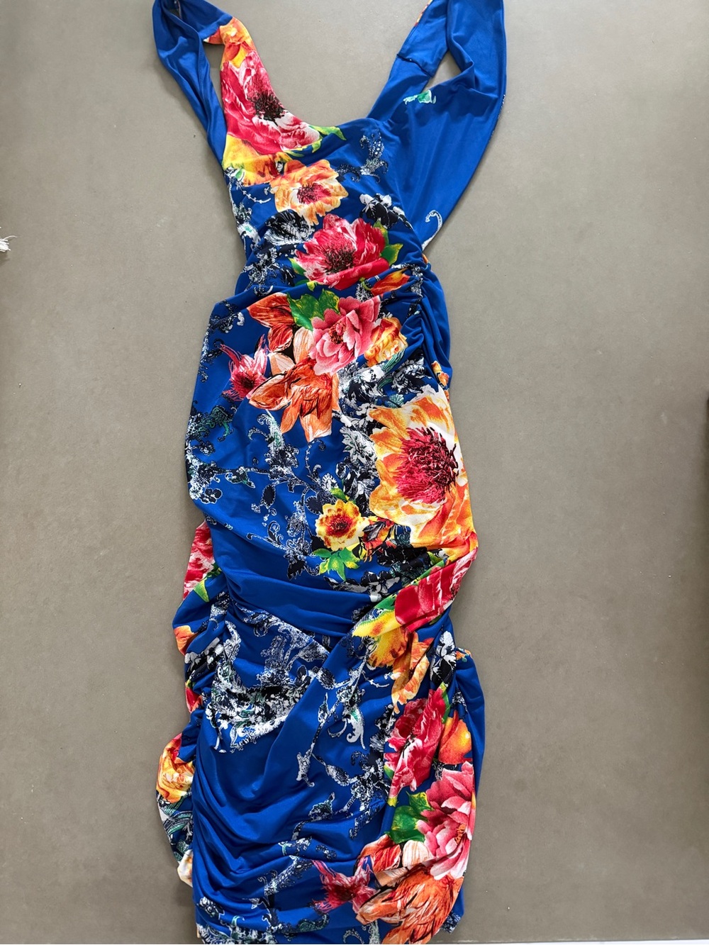 Venus Blue Floral Ruched Women’s Dress